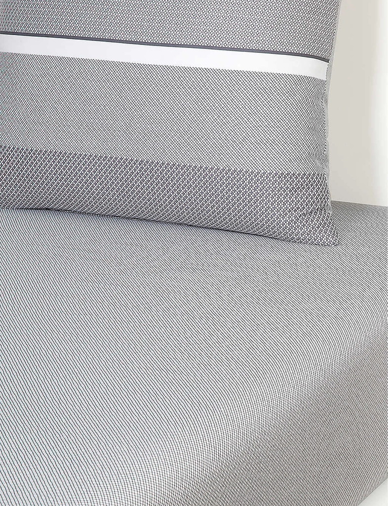 Hugo Boss Grey Alton Geometric-print Single Cotton Fitted Sheet 90cm X 200cm